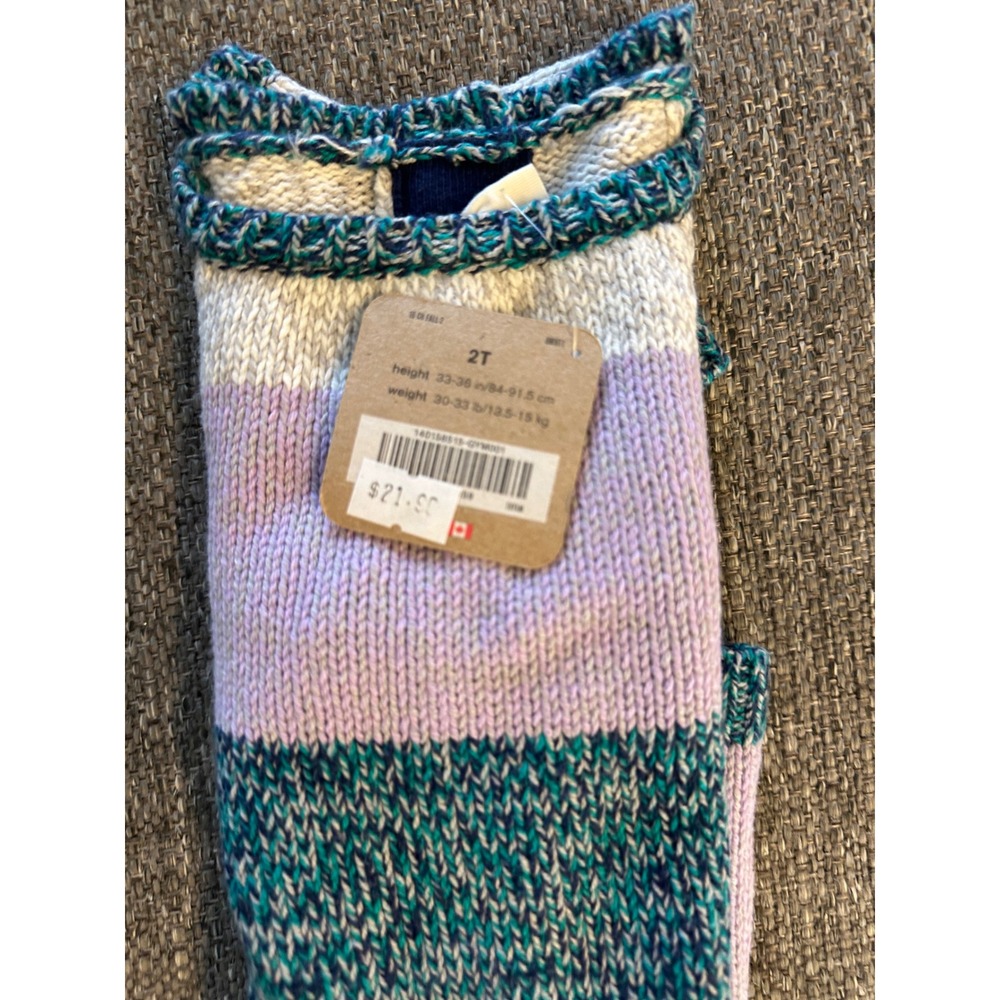 Crazy 8 Girls Striped Knit Sweater Dress Purple Teal Short Sleeve 2T NEW - Picture 6 of 6